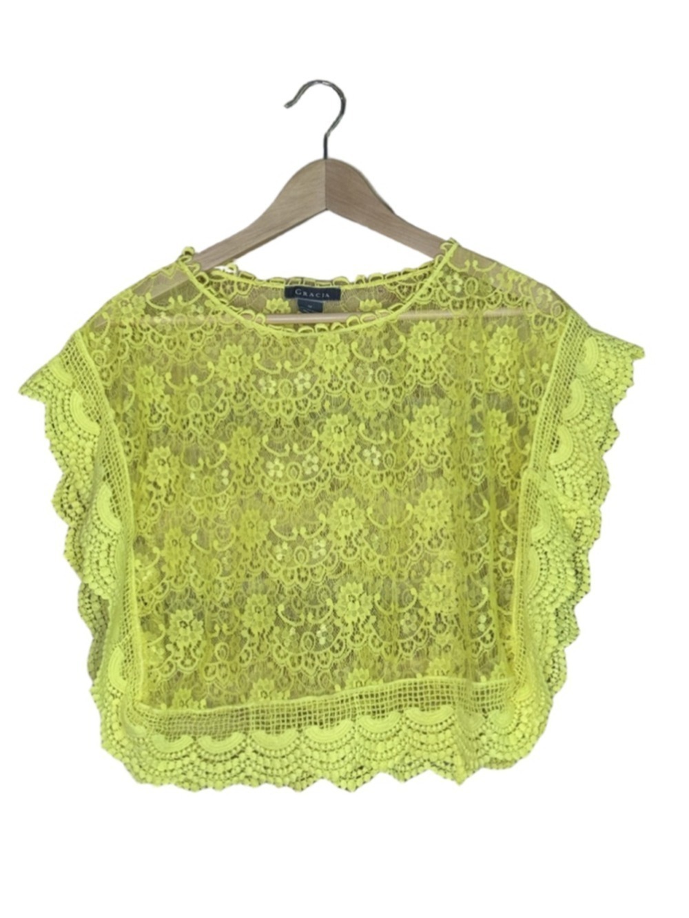 Gracia crochet poncho boho lace crop top size medium